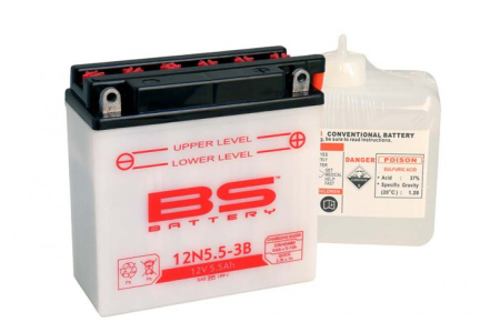 Baterii - BS BATTERY - acumulator 12N5,5-3B (12N5,5-3B), 12V, 5.5Ah, 44A, 138x61x131 mm, cu intretinere, 