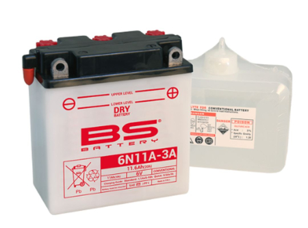 Baterii - BS BATTERY - acumulator 6N11A-3A, 6V, 11Ah, 122x62x131 mm, cu intretinere, 