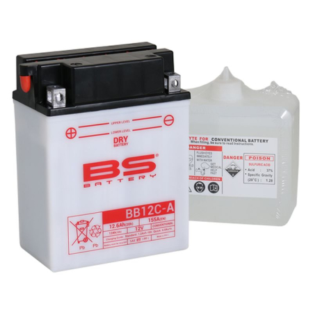 Baterii - BS BATTERY - acumulator BB12C-A (YB12C-A), 12V, 12Ah, 155A, 134x80x175 mm, cu intretinere, 