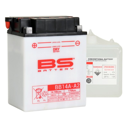 Baterii - BS BATTERY - acumulator BB14A-A2 (YB14A-A2), 12V, 14Ah, 175A, 134x89x176 mm, cu intretinere, 