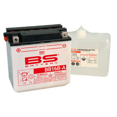 Baterii - BS BATTERY - acumulator BB16B-A (YB16B-A), 12V, 16Ah, 210A, 160x90x161 mm, cu intretinere, 