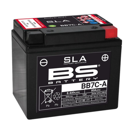 Baterii - BS BATTERY - acumulator BB7C-A (FA) (YB7C-A), 12V, 8Ah, 80A, 129x89x114 mm, fara intretinere, activat de fabrica