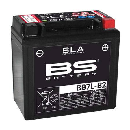 Baterii - BS BATTERY - acumulator BB7L-B2 (FA) (YB7-B2), 12V, 8Ah, 100A, 135x75x133 mm, fara intretinere, activat de fabrica