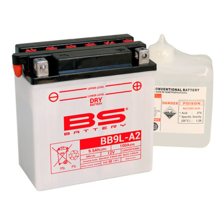Baterii - BS BATTERY - acumulator BB9L-A2 (YB9L-A2), 12V, 9Ah, 100A, 135x75x139 mm, cu intretinere, 