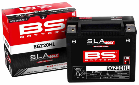 Baterii - BS BATTERY - acumulator BGZ20HL MAX (FA) (YTX20HL,YTX20L-BS,YTX20HL-BS,YB18L-A), 12V, 20Ah, 320A, 176x89x154 mm, fara intretinere, activat de fabrica, inlocuieste 300883