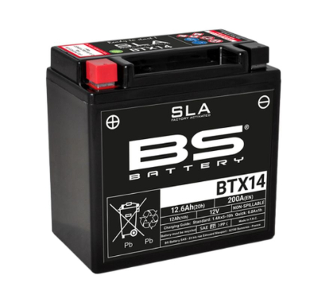 Baterii - BS BATTERY - acumulator BTX14 (FA) (YTX14-BS), 12V, 12Ah, 200A, 150x87x145 mm, fara intretinere, activat de fabrica