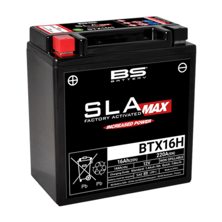 Baterii - BS BATTERY - acumulator BTX16H MAX (FA) (YTX16H), 12V, 14Ah, 250A, 150x87x161 mm, fara intretinere, activat de fabrica