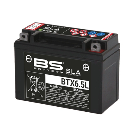 CONSUMABILE SI INTRETINERE - BS BATTERY - acumulator BTX6.5L (FA) (YTX6.5L), 12V, 6.8Ah, 85A, 139x66x102 mm, fara intretinere, activat de fabrica