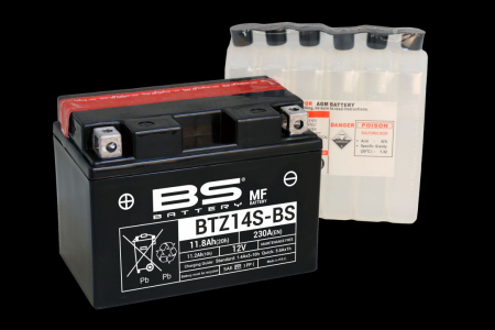 Baterii - BS BATTERY - acumulator BTZ14S-BS (YTZ14S, YTZ14S-BS), 12V, 11.2Ah, 230A, 150x86x110 mm, fara intretinere, 