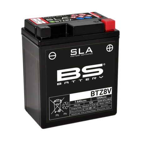 Baterii - BS BATTERY - acumulator BTZ8V (FA) (YTZ8V), 12V, 7Ah, 120A, 113x70x130 mm, fara intretinere, activat de fabrica