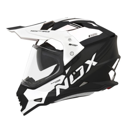 CASTI - Cască moto adventure NOX N312 Impulse Negru Mat/Alb