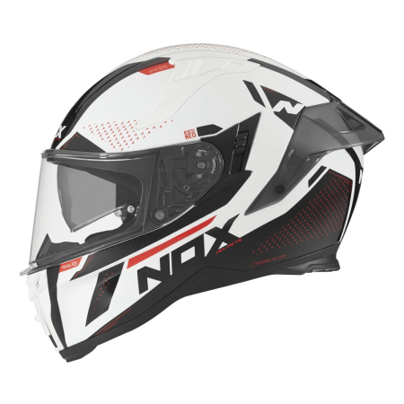 CASTI - Cască moto integrală NOX N303S Neo Alb/Roșu
