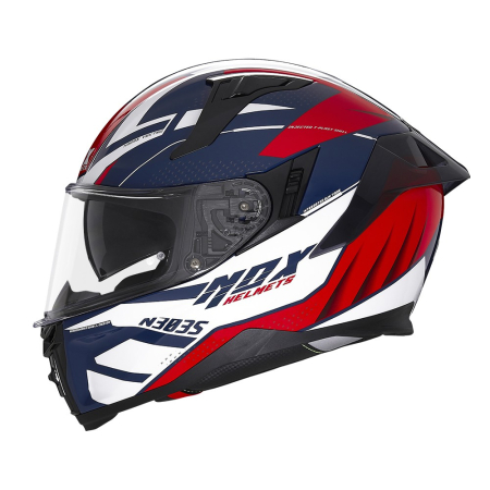 CASTI - Cască moto integrală NOX N303S Vektra Albastru/Alb/Roșu