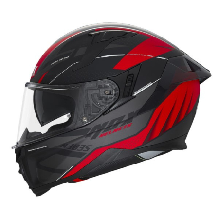 CASTI - Cască moto integrală NOX N303S Vektra Negru Mat/Roșu