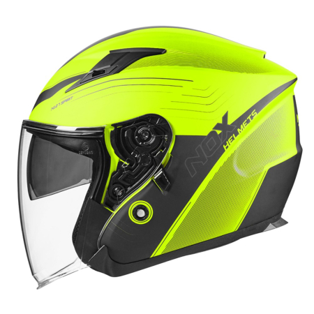 CASTI - Cască moto jet NOX N128 Spirit Galben Fluo