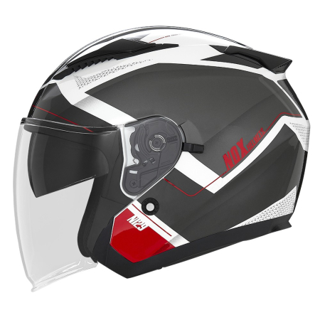CASTI - Cască moto jet NOX N129 Triom Alb/Roșu