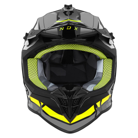 Cască motocross NOX N633 Airshock Gri Nardo/Galben Fluo [1]