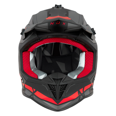 Cască motocross NOX N633 Airshock Negru Mat/Roșu [1]