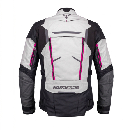 Geacă moto damă Nordcode Odyssey touring 4 sezoane, gri deschis/roz fluo [2]