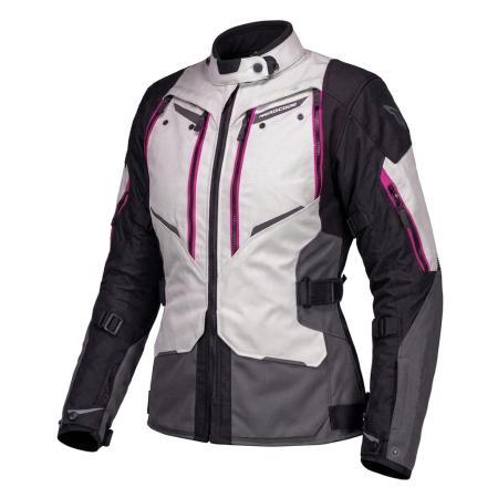ECHIPAMENTE - Geacă moto damă Nordcode Odyssey touring 4 sezoane, gri deschis/roz fluo