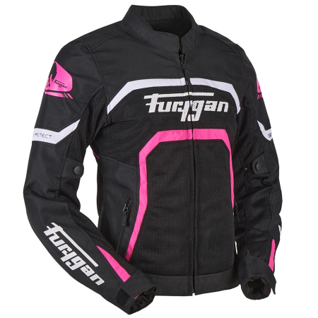 Geacă moto de damă Furygan Mystic Evo Vented Lady de vară, negru/alb/roz [3]