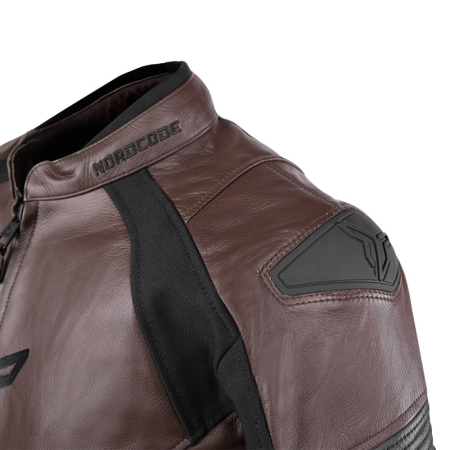 Geacă moto din piele Nordcode Racer sport, maro/negru [4]