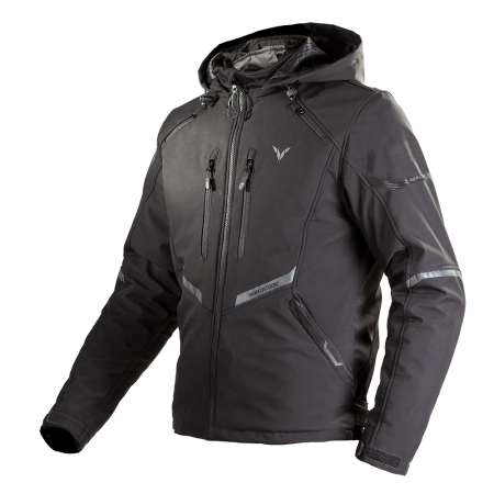 Geacă moto Nordcode X-City hoodie softshell, negru [1]