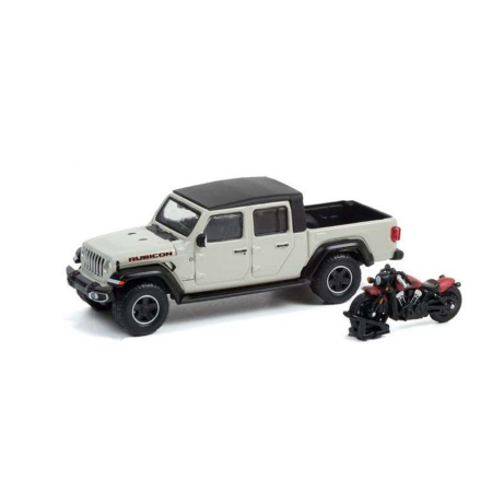 Idei de Cadou - GreenLight [1:64] - Jeep Gladiator Rubicon with Indian Scout 2020