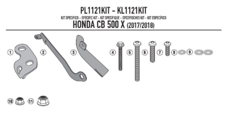Suporturi și plăci - KAPPA - adaptor pentru montaj suport lateral KL1121, KLX1121 HONDA CB 500X W ROCZNIKACH (17-18)