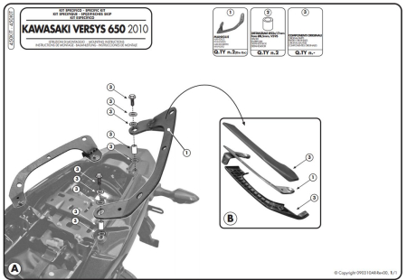 Suporturi și plăci - KAPPA - adaptor pentru montaj suport lateral KLR450 și KLXR450 fara utilizarea suportului central 
