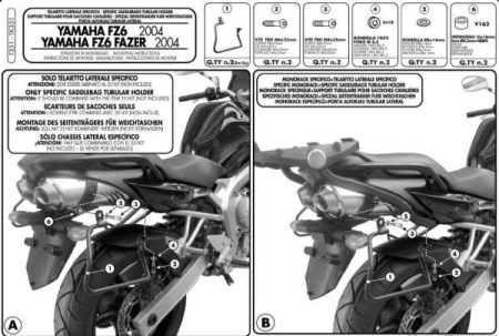 Suporturi și plăci - KAPPA - suport genti laterale YAMAHA FZ6 '04-'06