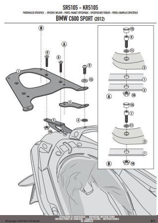 ACCESORII - KAPPA - suport top case BMW C 600 SPORT (12-15) (cu placă MONOKEY)