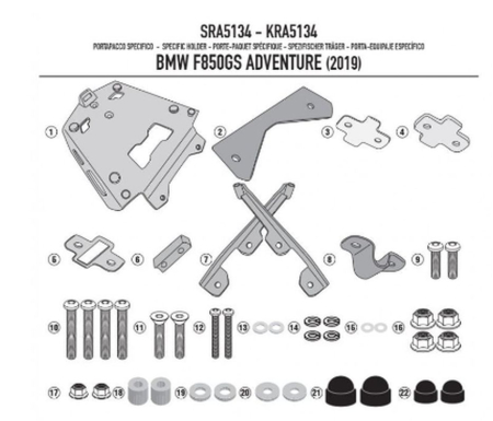 Suporturi și plăci - KAPPA - suport top case BMW F 850/900GS ADVENTURE (19-25) ALUminiu MONOKEY