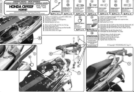 Suporturi și plăci - KAPPA - suport top case HONDA CB 900 HORNET (02-07) (fără placă)