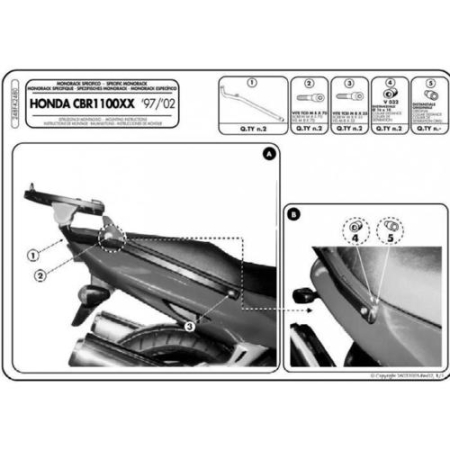 Suporturi și plăci - KAPPA - suport top case HONDA CBR 1100XX (97-09) (fără placă)