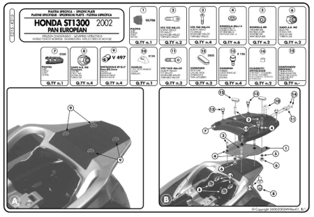 Suporturi și plăci - KAPPA - suport top case HONDA ST 1300 PAN EUROPEAN (02-14) (cu placă MONOKEY)