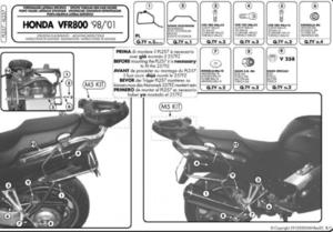 ACCESORII - KAPPA - suport top case HONDA VFR 800 (98-01) (fără placă)