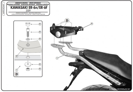 Suporturi și plăci - KAPPA - suport top case KAWASAKI ER-6N > ER-6F 650 (09-11) (fără placă)