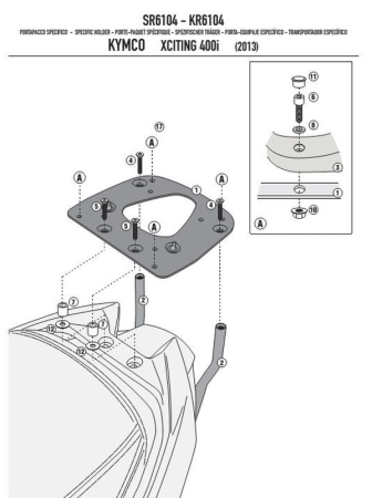Suporturi și plăci - KAPPA - suport top case KYMCO XCITING 400și (13-15) (cu placă MONOKEY)