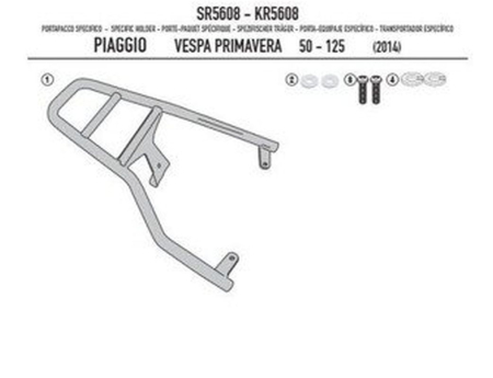 ACCESORII - KAPPA - suport top case PIAGGIO VESPA PRIMAVERA 50-125-150 (14-25), VESPA SPRINT 50-125-150 (14-25) (fără placă)