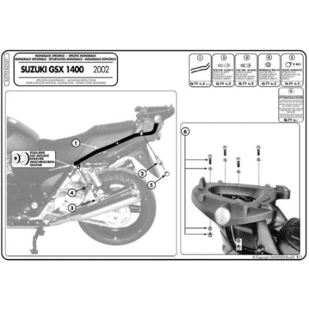 Suporturi și plăci - KAPPA - suport top case SUZUKși GSX 1400 (02-09) (fără placă)
