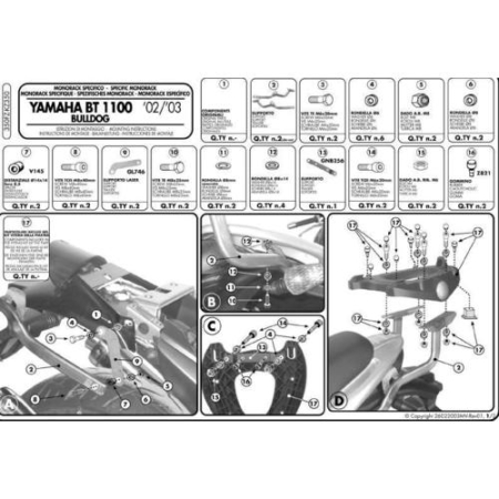 Suporturi și plăci - KAPPA - suport top case YAMAHA BT 1100 BULLDOG (02-09) (fără placă)