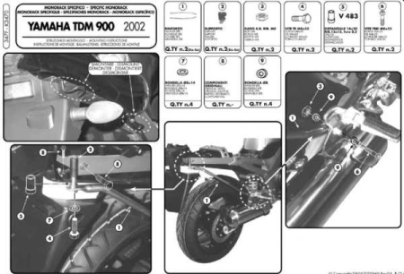Suporturi și plăci - KAPPA - suport top case YAMAHA TDM 900 (02-14) (fără placă)