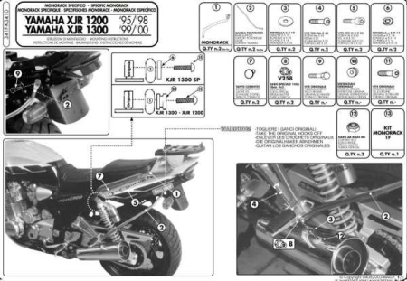Suporturi și plăci - KAPPA - suport top case YAMAHA XJR 1200 (95-98), XJR 1300 (98-02) (fără placă)