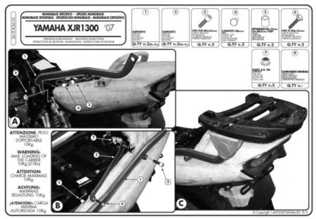 Suporturi și plăci - KAPPA - suport top case YAMAHA XJR 1300 (07-14) (fără placă)