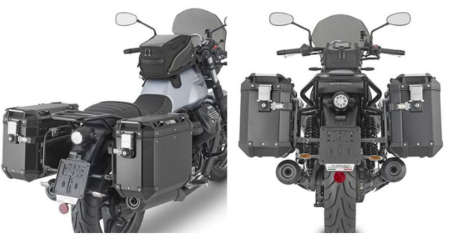 ACCESORII - KAPPA - suport valize laterale MONOKEY cam Side MOTO GUZZși V7 STONE '21-'25 - pentru valize KFR K'FORCE și KVG K'VOYAGER ALU