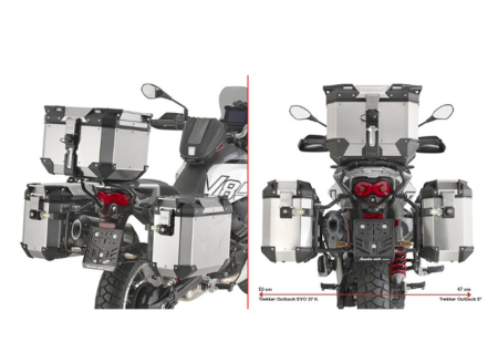 Suporturi și plăci - KAPPA - suport valize laterale MONOKEY cam Side MOTO GUZZși V85 TT '24-'25, - pentru valize KFR K'FORCE și KVG K'VOYAGER ALU