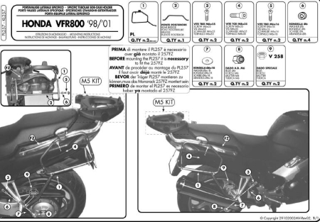 Suporturi și plăci - KAPPA - suport valize laterale MONOKEY HONDA VFR 800 (98-01)