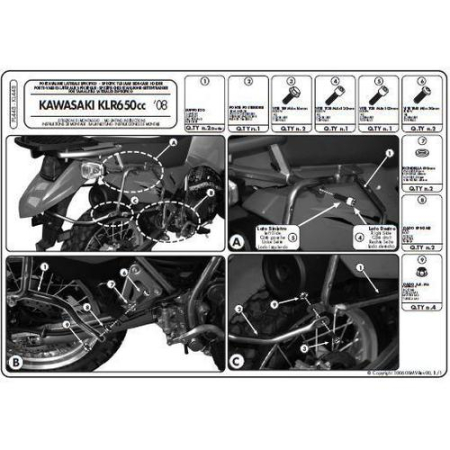 Suporturi și plăci - KAPPA - suport valize laterale MONOKEY KAWASAKI KLR 650 ENDURO (07-19) - și pentru valize MONOKEY retrofit KVE K'VENTURE ALU și KMS K'MISSION ALU
