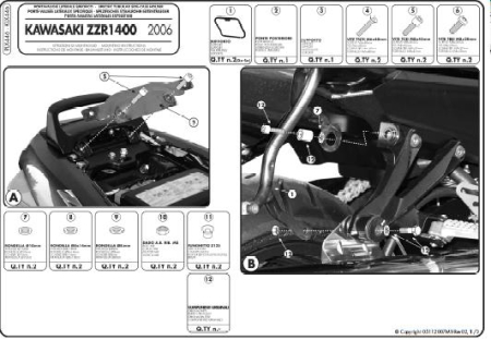 Suporturi și plăci - KAPPA - suport valize laterale MONOKEY Side KAWASAKI ZZR 1400 '06-'11 ZX 14 '06-'11 - doar pentru valize K33N K'ROAD